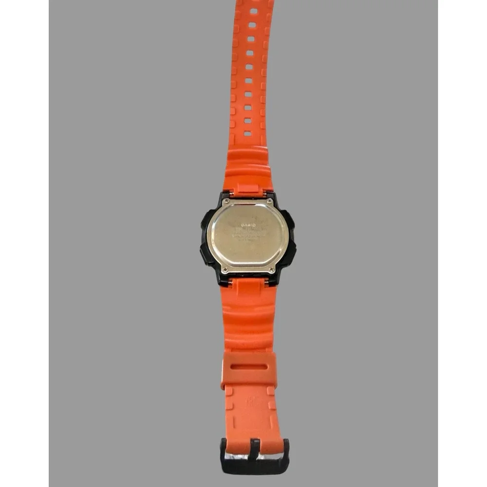 Casio AE-1000W-4BV World Time Digital Watch Orange Band 5 Alarms WR100M
